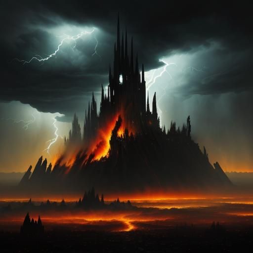 Apocalyptic Devils Clash in Expressionist Dark Fantasy