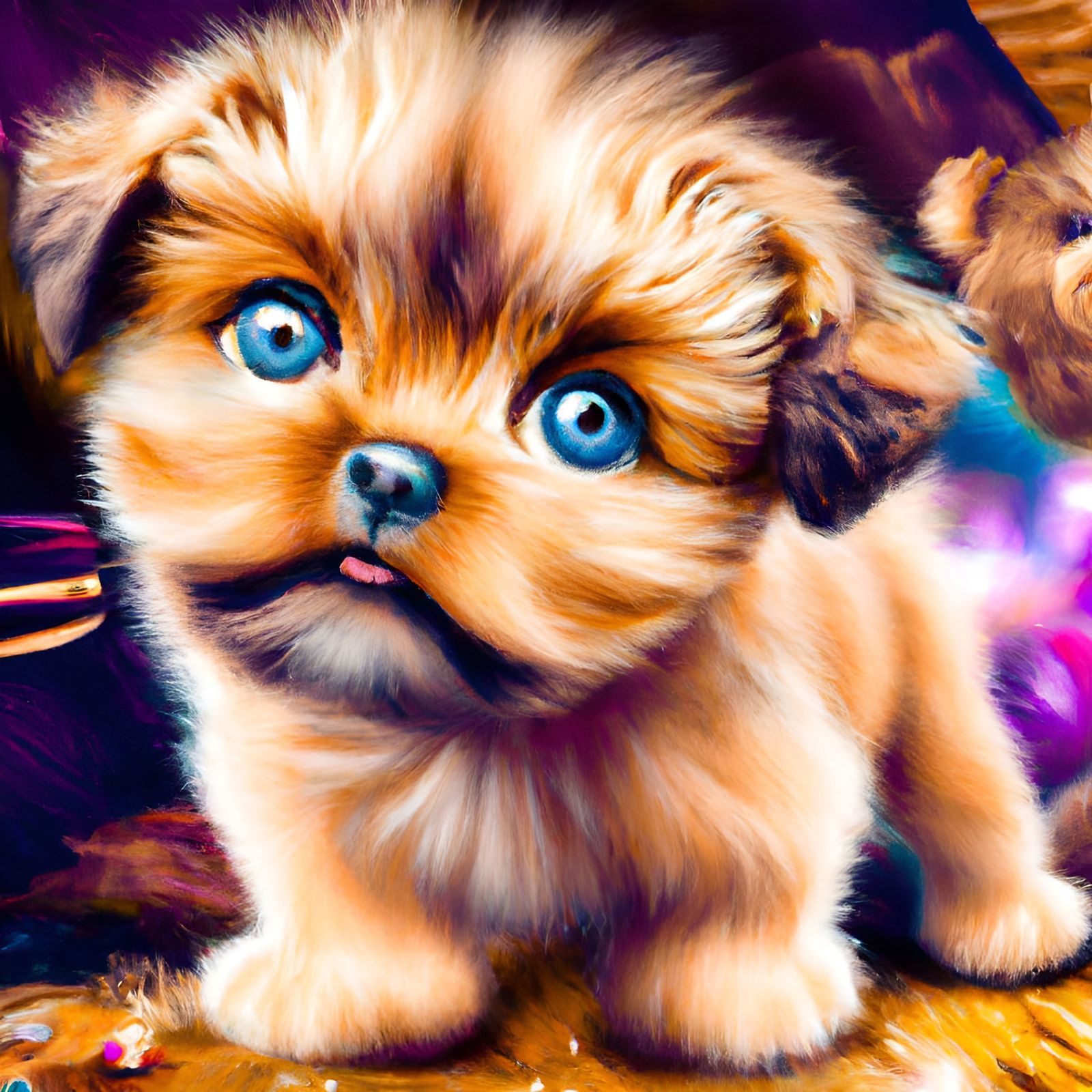 Adorable Puppy in a Fantastical Landscape
