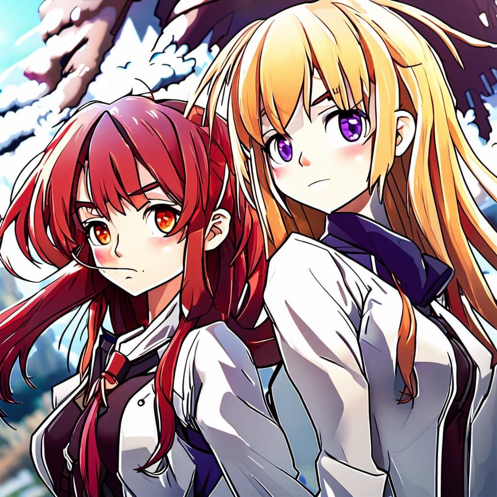 Two Girls in a 3D Game Cinematic Style