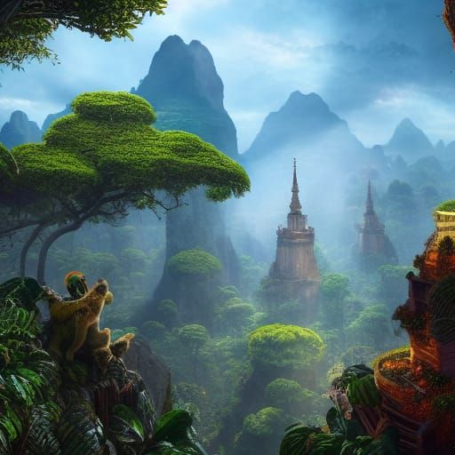 Fantastical Madagascar: Detailed Matte Painting in Deep Colo...