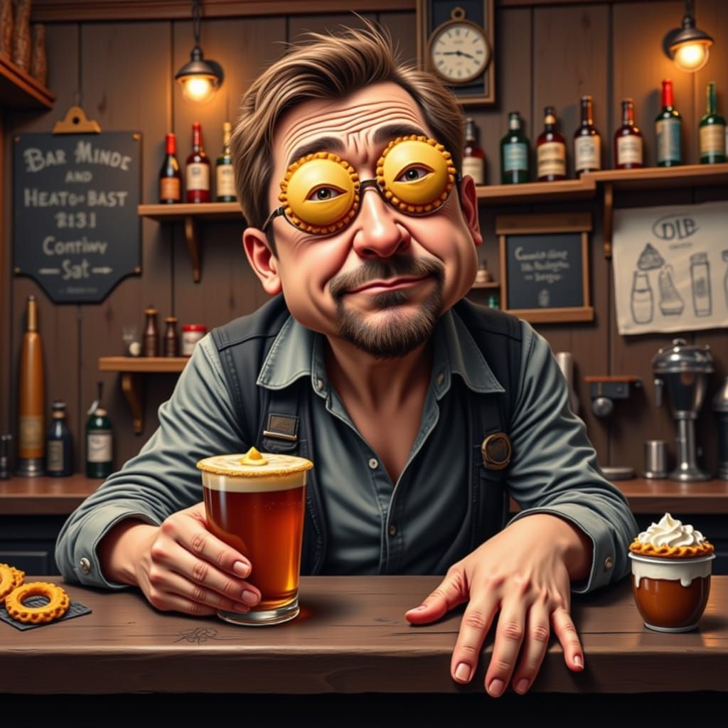 Man With Pie Eyes At Bar