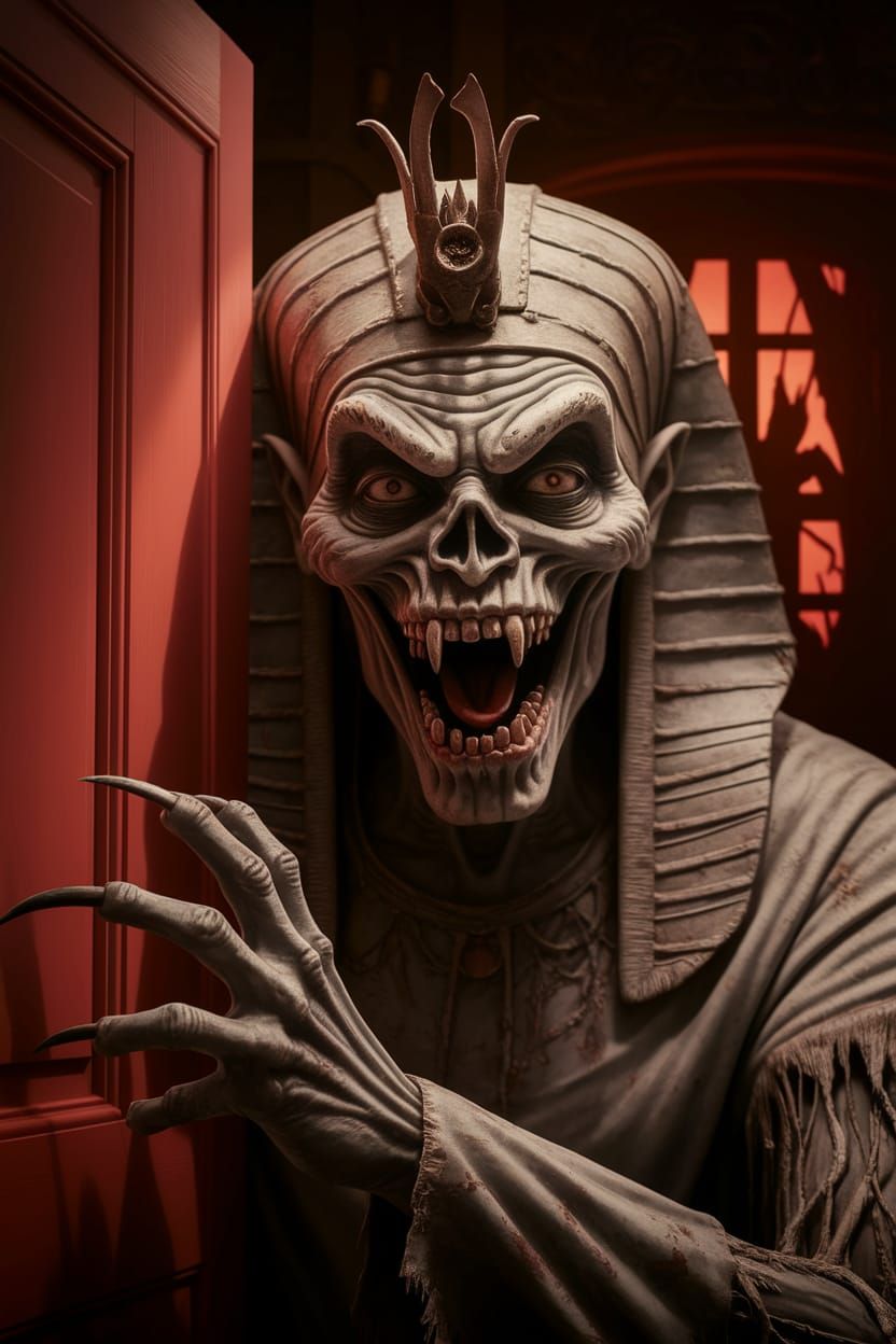 Nightmarish Demon Fusion in Dark Bedroom