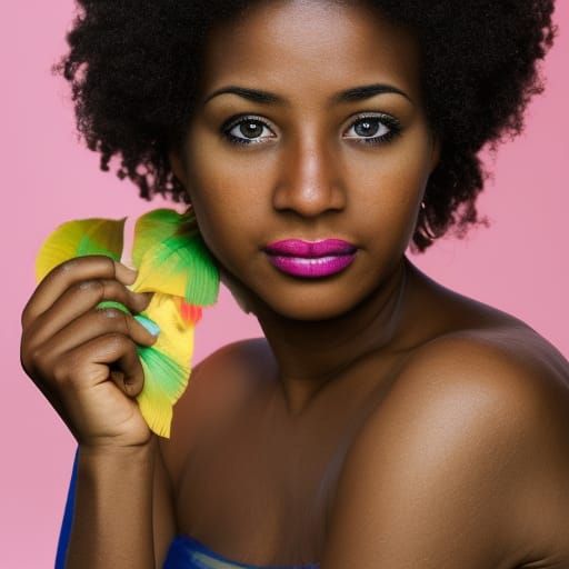 Caribbean Woman's Joyful Carnival Portrait