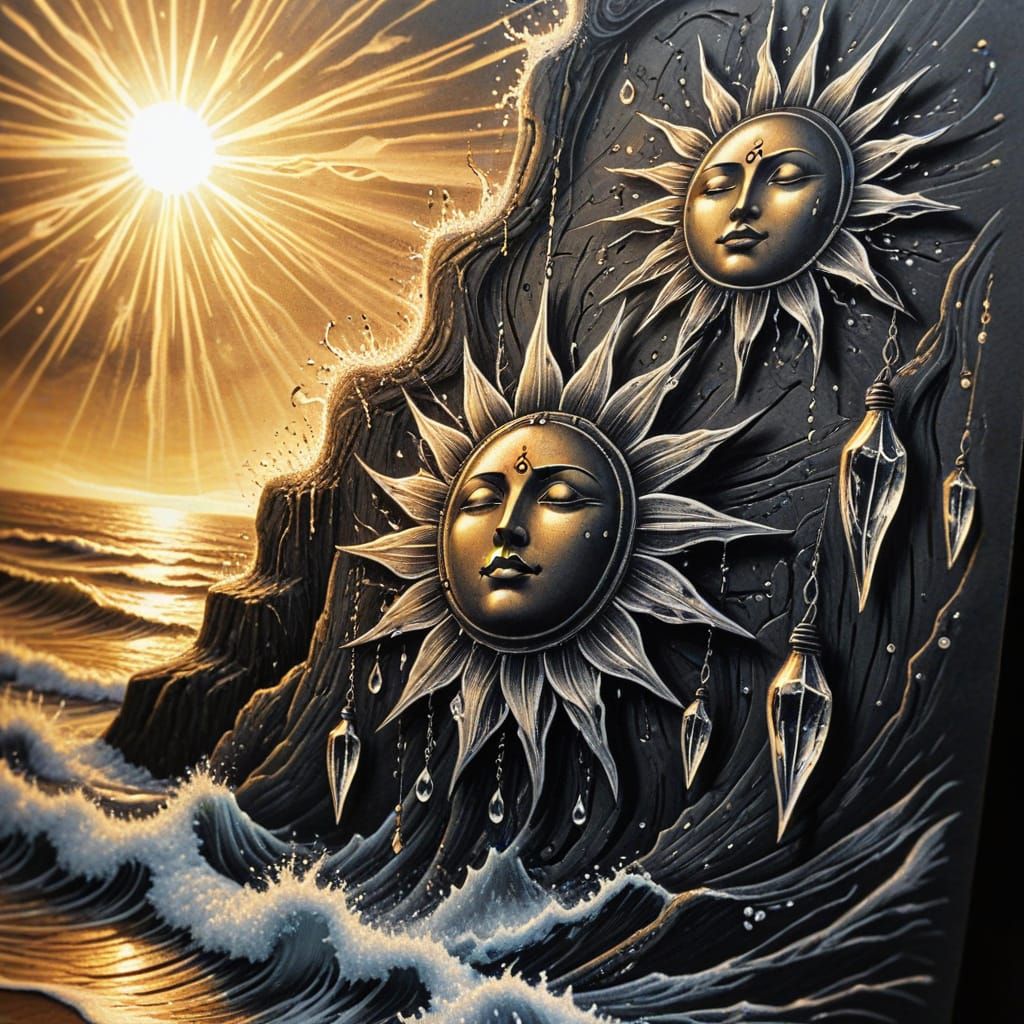 Tattoo-Style Summer Icons in Charcoal Drawing