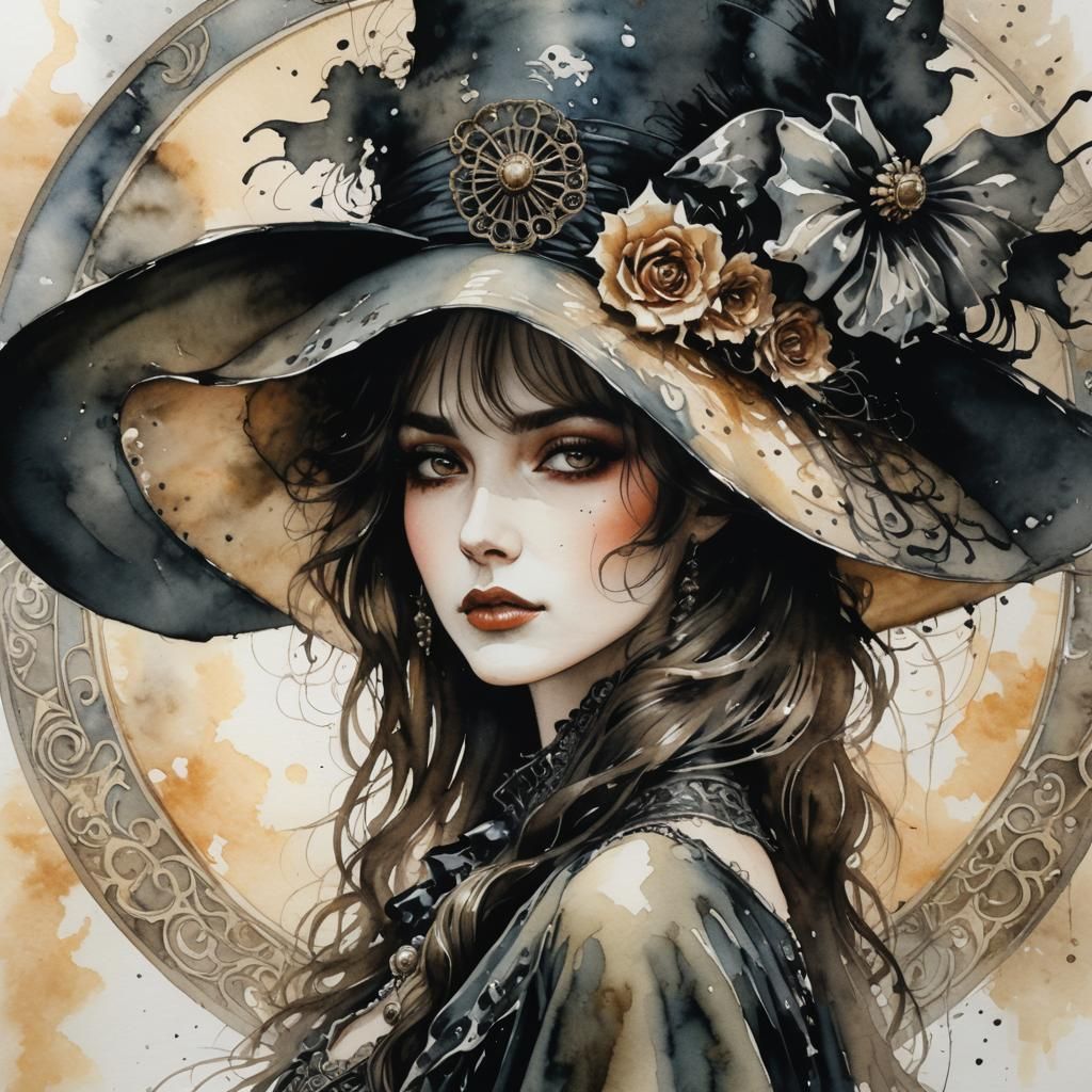 portrait of lady in a big hat