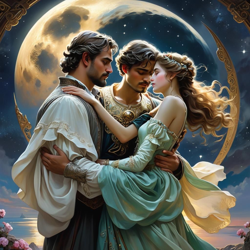 Holding Hands with the Moon: Fantasy Art