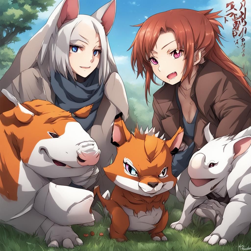 Anime Style Cartoon Characters in Manga Illustration