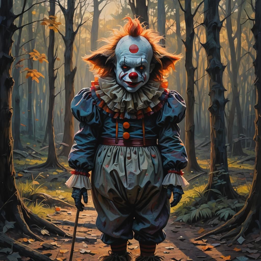 Eeyore as Pennywise in a Surreal Oil Painting
