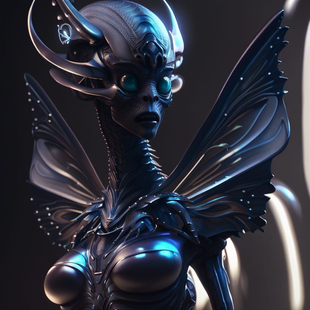 Alien Butterfly Hybrid with 3D Shading