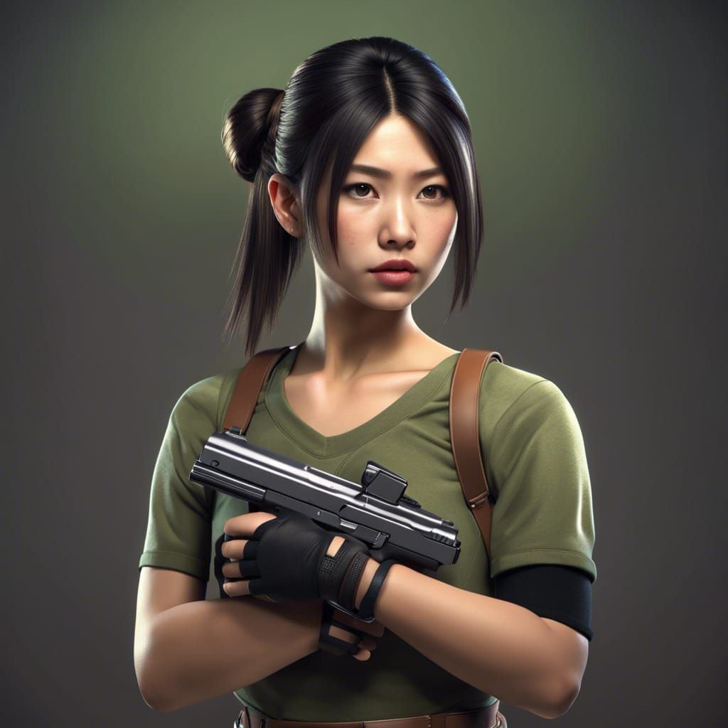 Teenager with Magnum Pistol in 3D Game Style