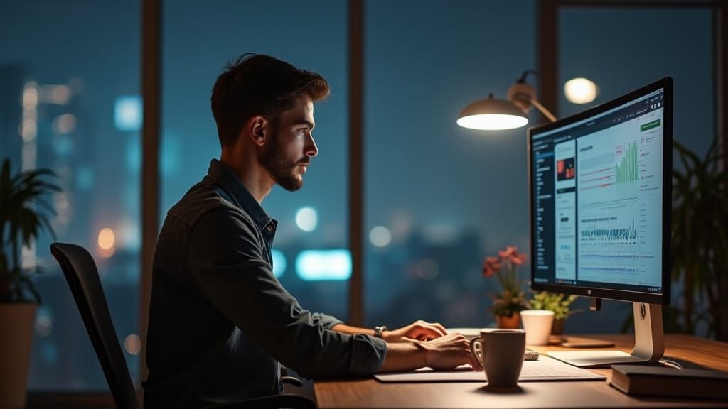 Young Entrepreneur Focuses on E-commerce Success in a Modern...