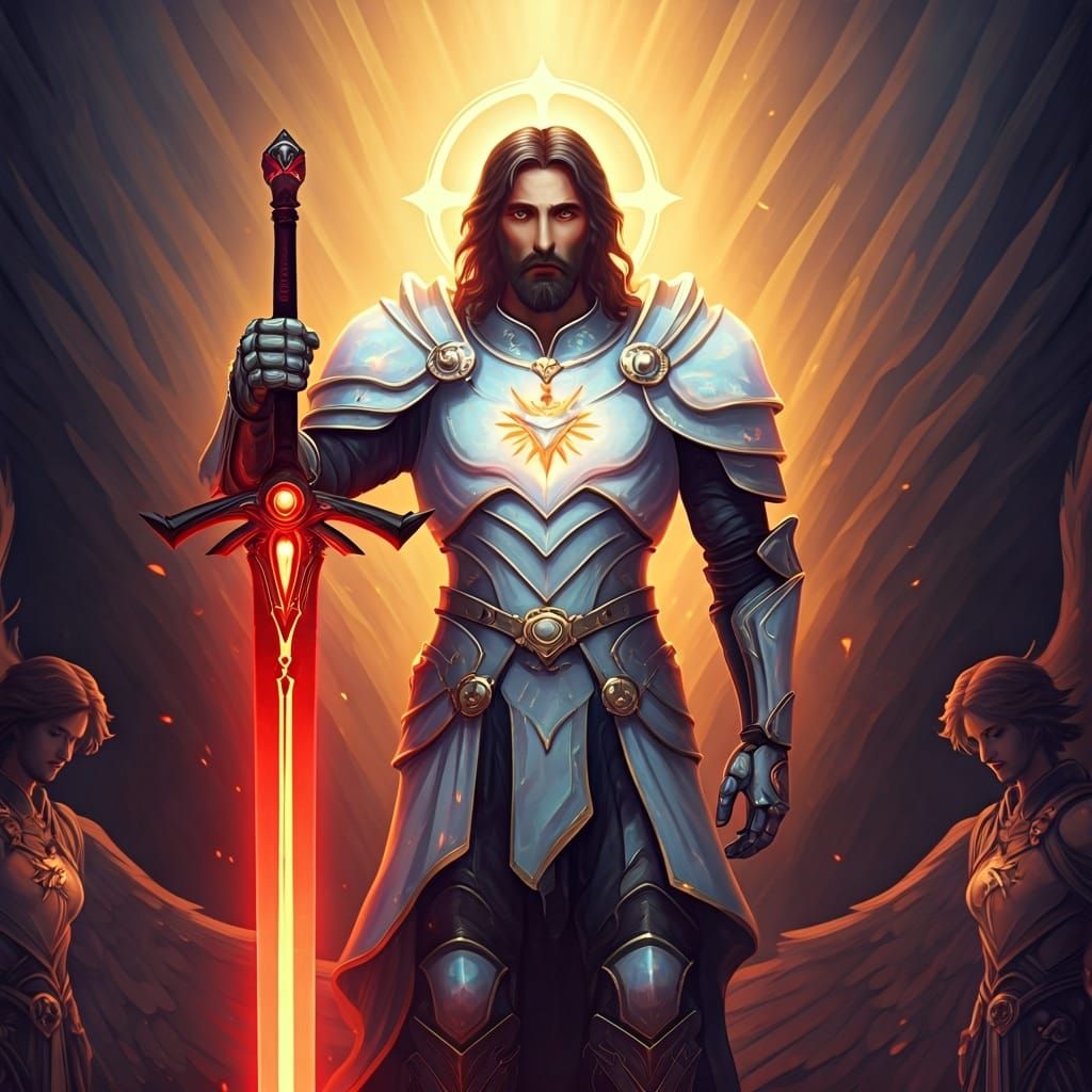 Warrior Jesus on Heavenly Throne: 3D Anime Art