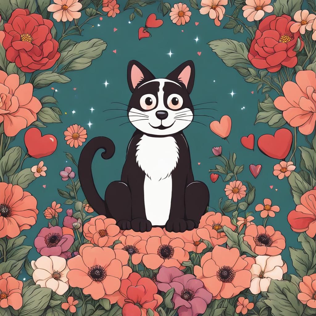 Charming Claymation Cat in Whimsical Garden Scene