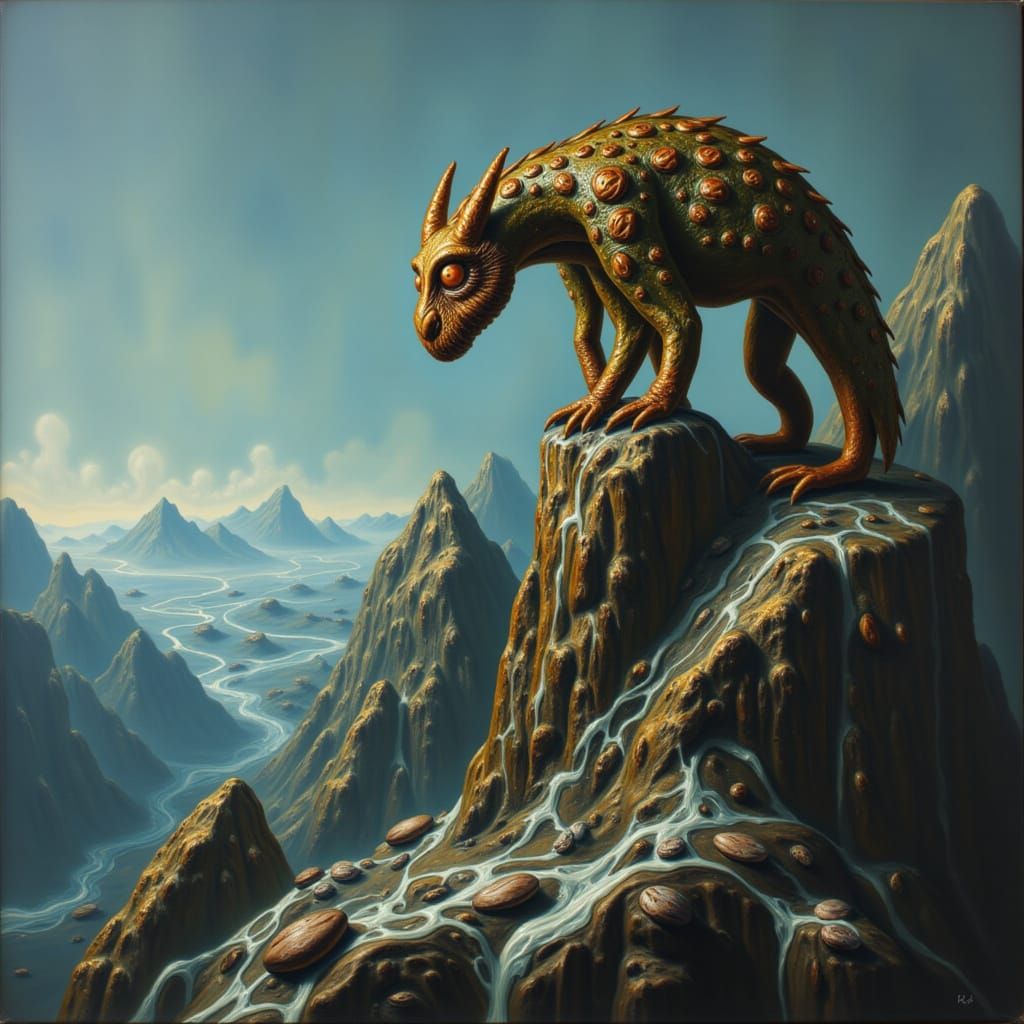 Colossal Dragon on Obsidian Peak in Epic Fantasy Style