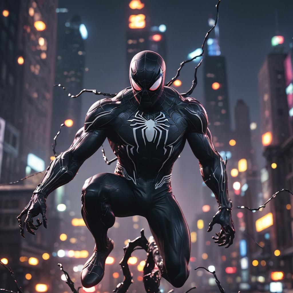 Spider-Man and Venom Symbiosis in Photorealistic Detail