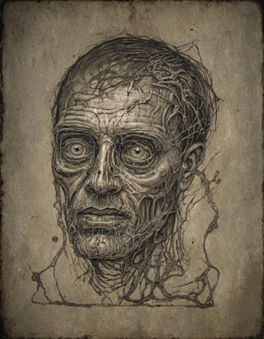 Macabre Surrealism: Melting Face and Pierced Hand