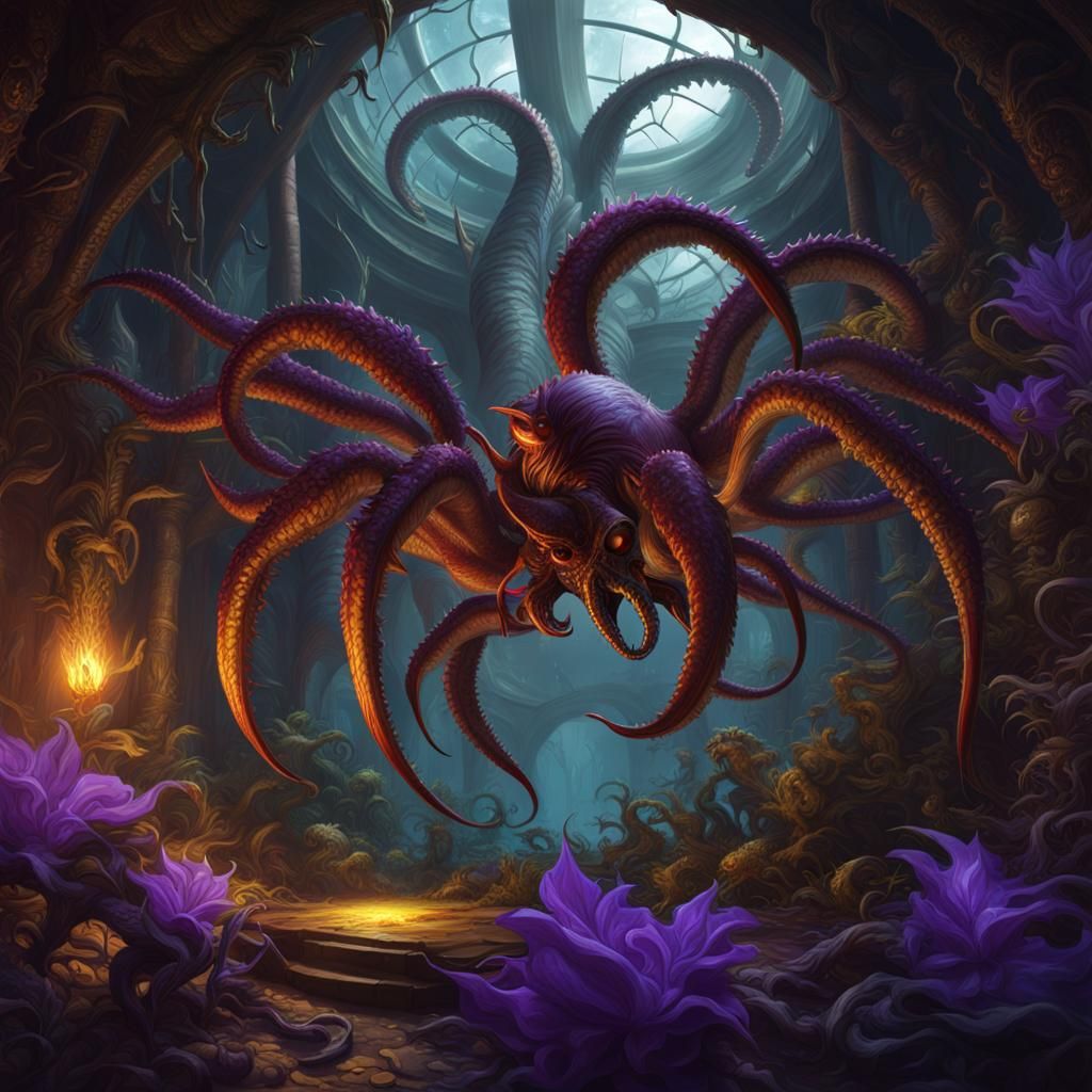 Spider Kraken God in Dark Fantasy Style