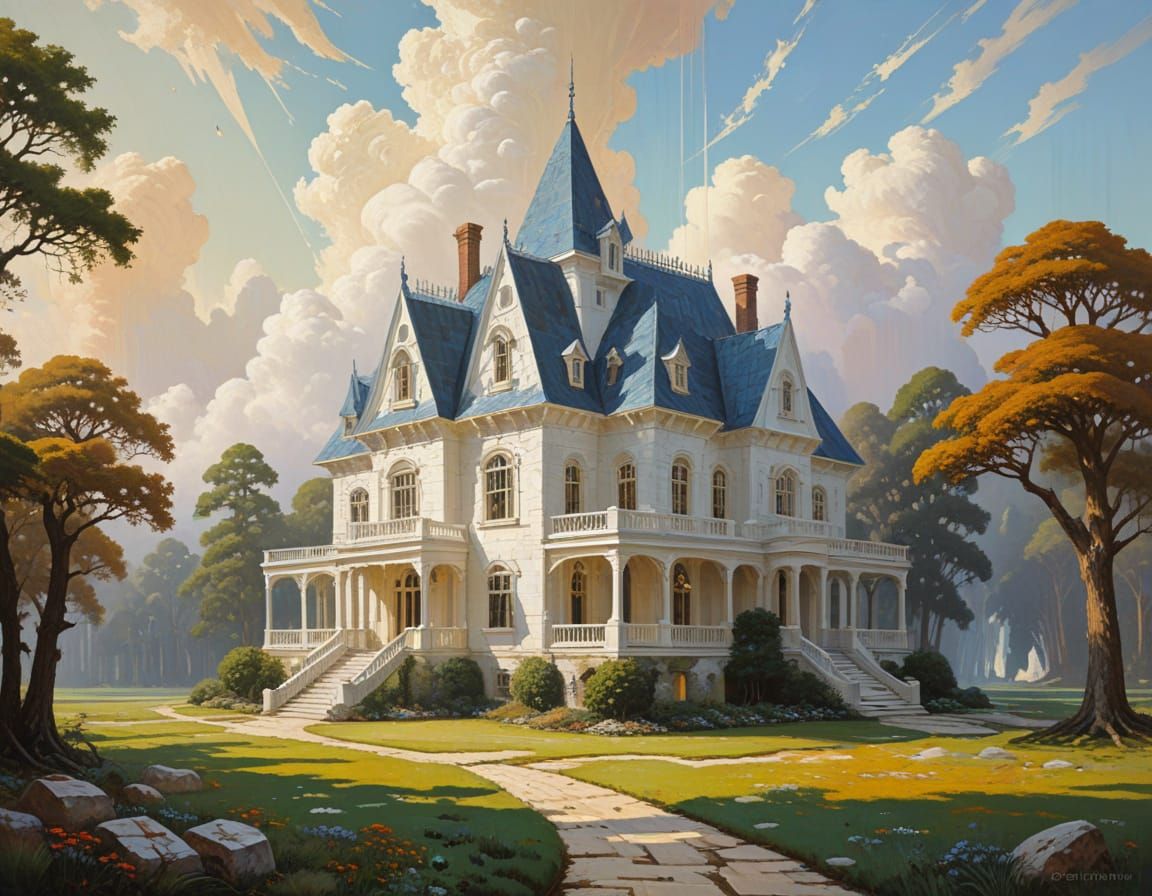 Surreal Geometric Abstraction of a Utopian Wooden Palace