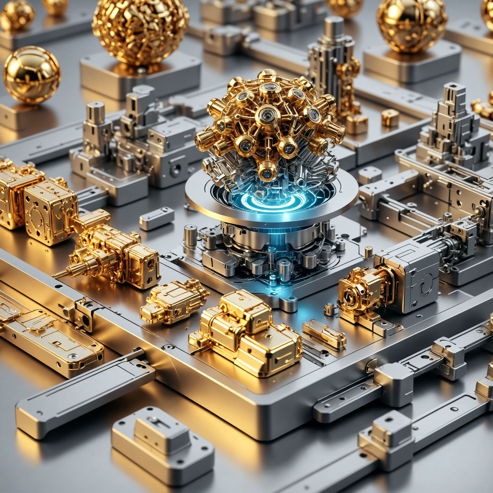 Microscopic Factory Producing Gold, Silver, Copper Nanobots