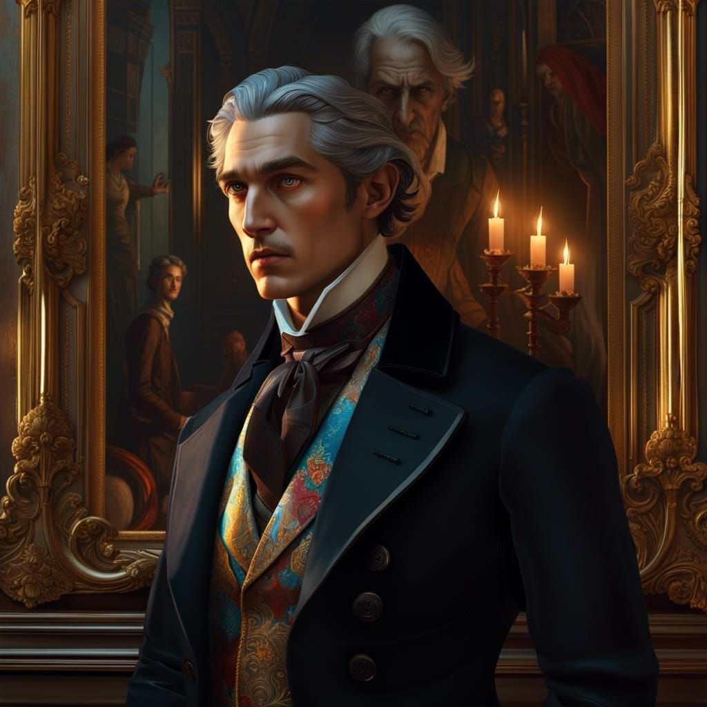 Dorian Gray and His Portrait, Art Nouveau Style