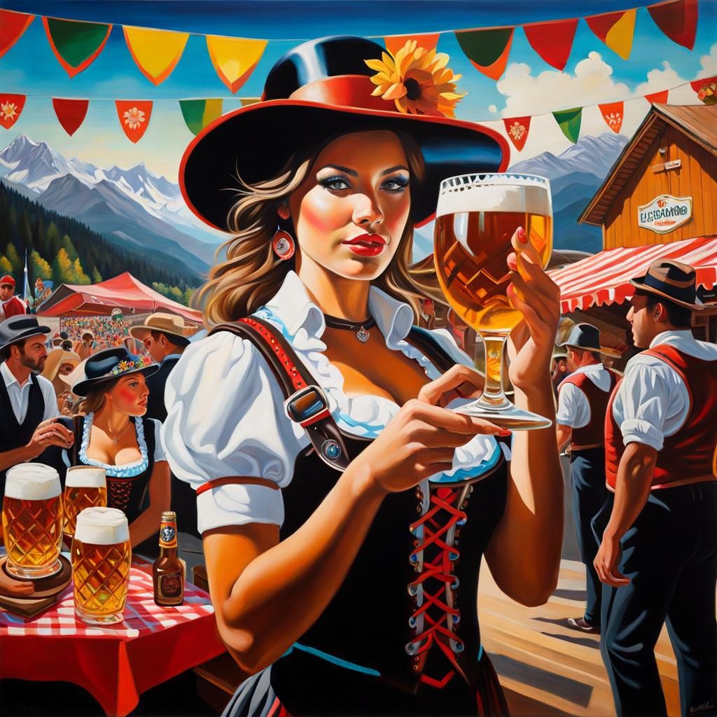 Oktoberfest Painting in Neo-Fauvism Style