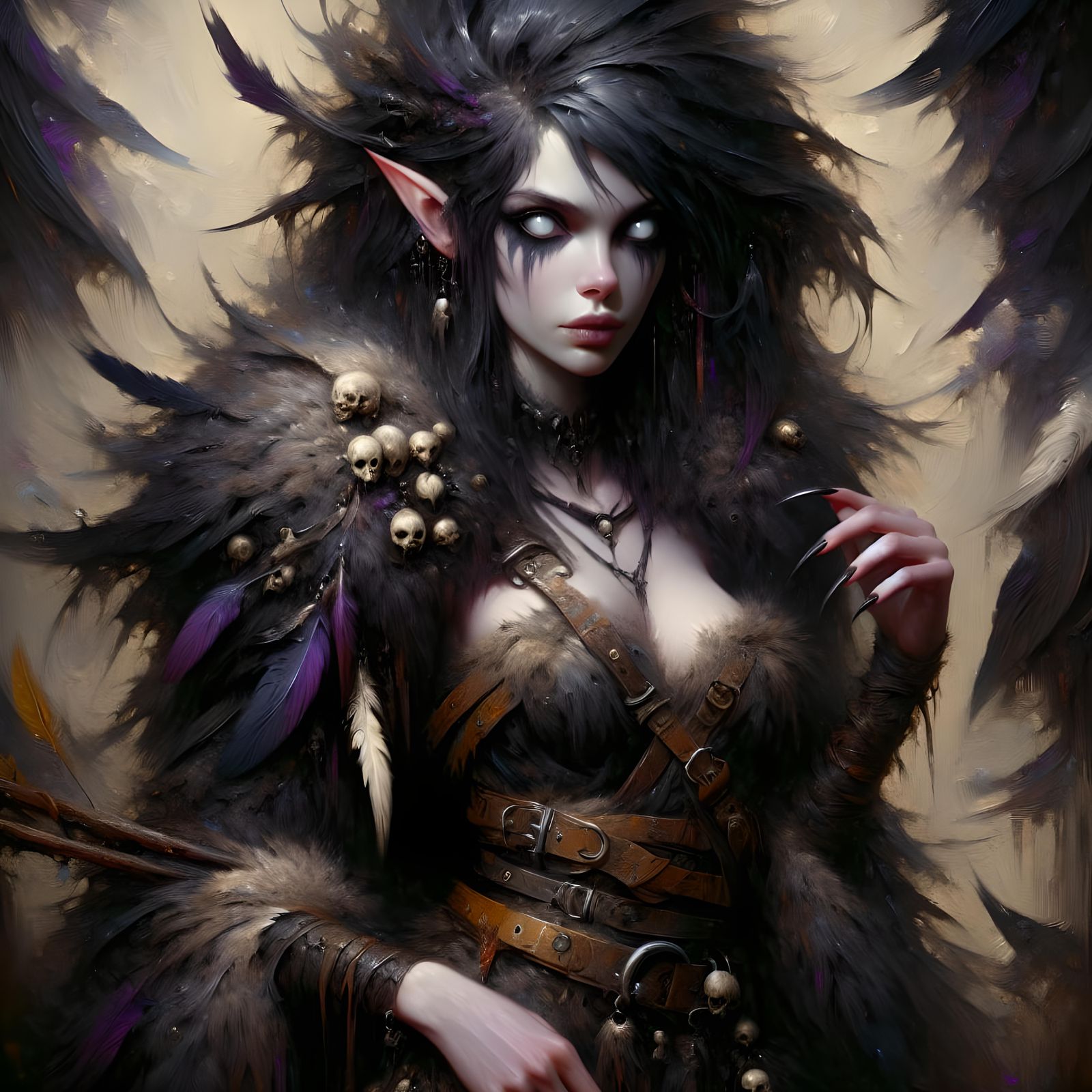 Dark Fantasy Elf Barbarian in Romantic Style