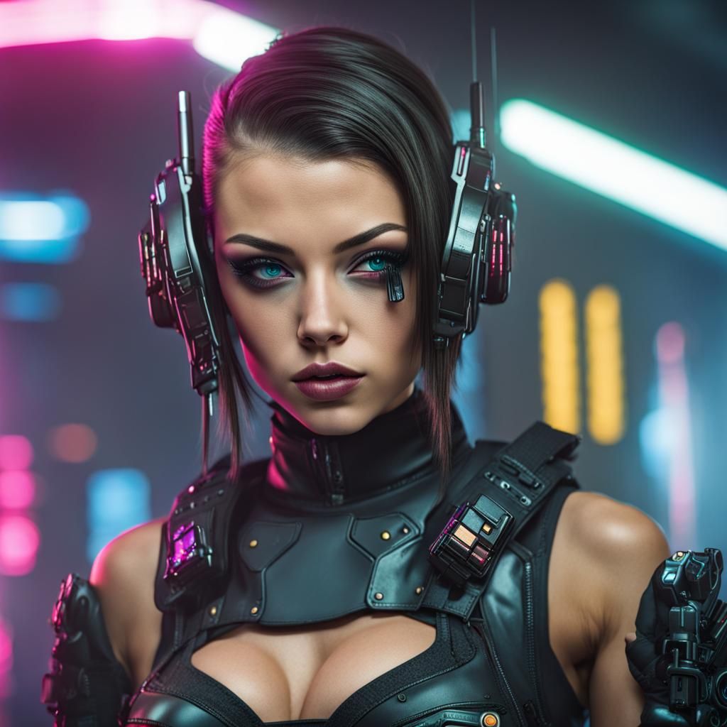 Cyberpunk Portrait in Neon Style