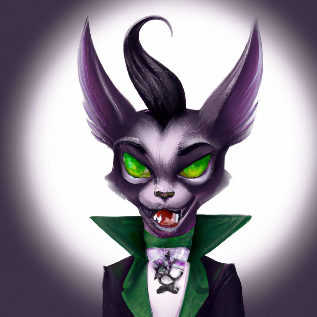 Gothic Vampire Cat with Cool Hairdo in 8k