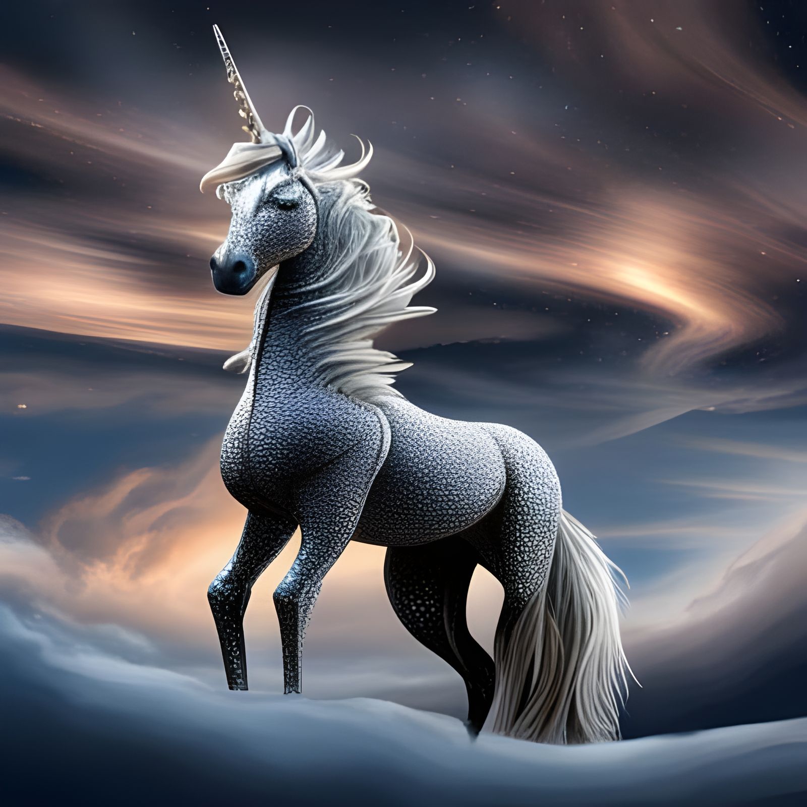 Jewel Encrusted Silver Metallic Unicorn