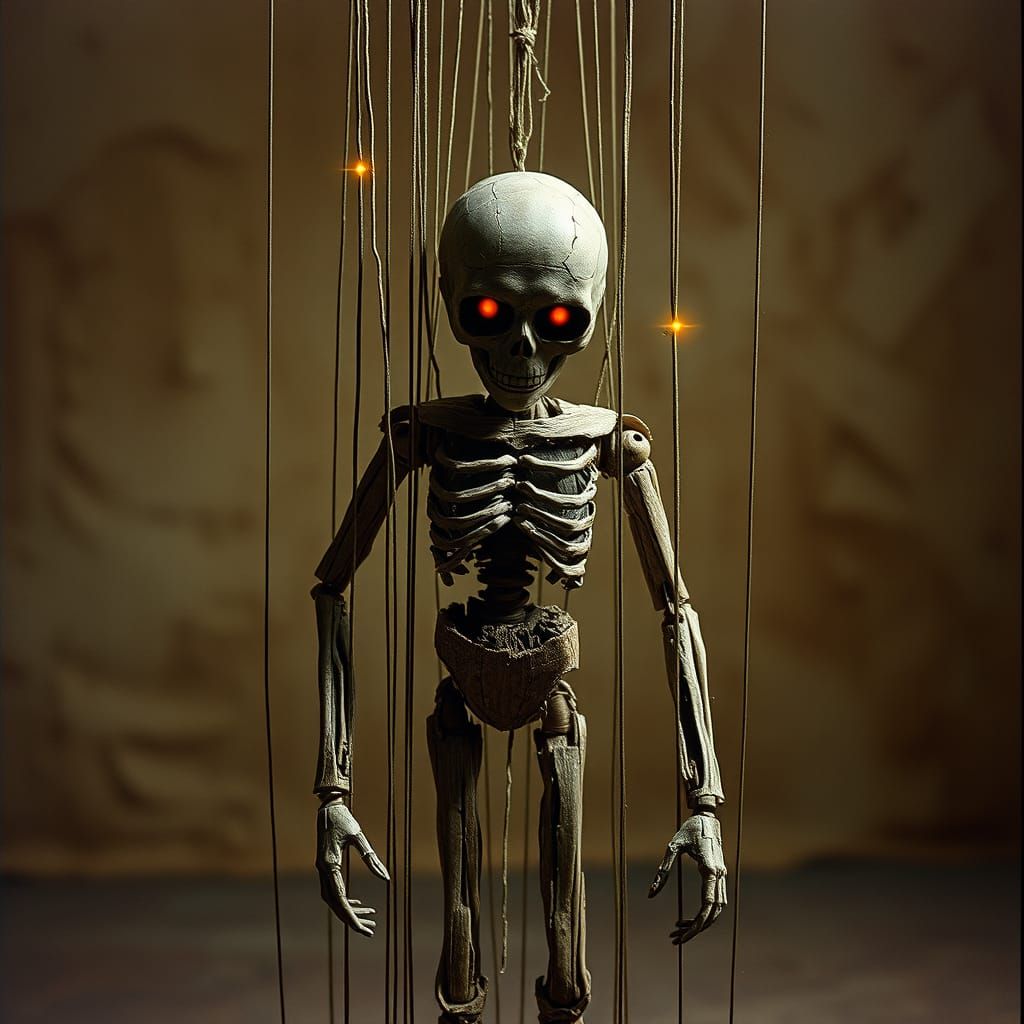 Fractured Puppet Figure in Surreal Desolation