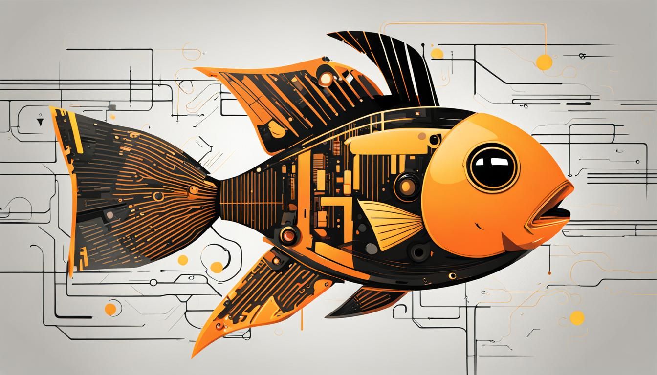 Cyberpunk Fish Typography Art Cartoon