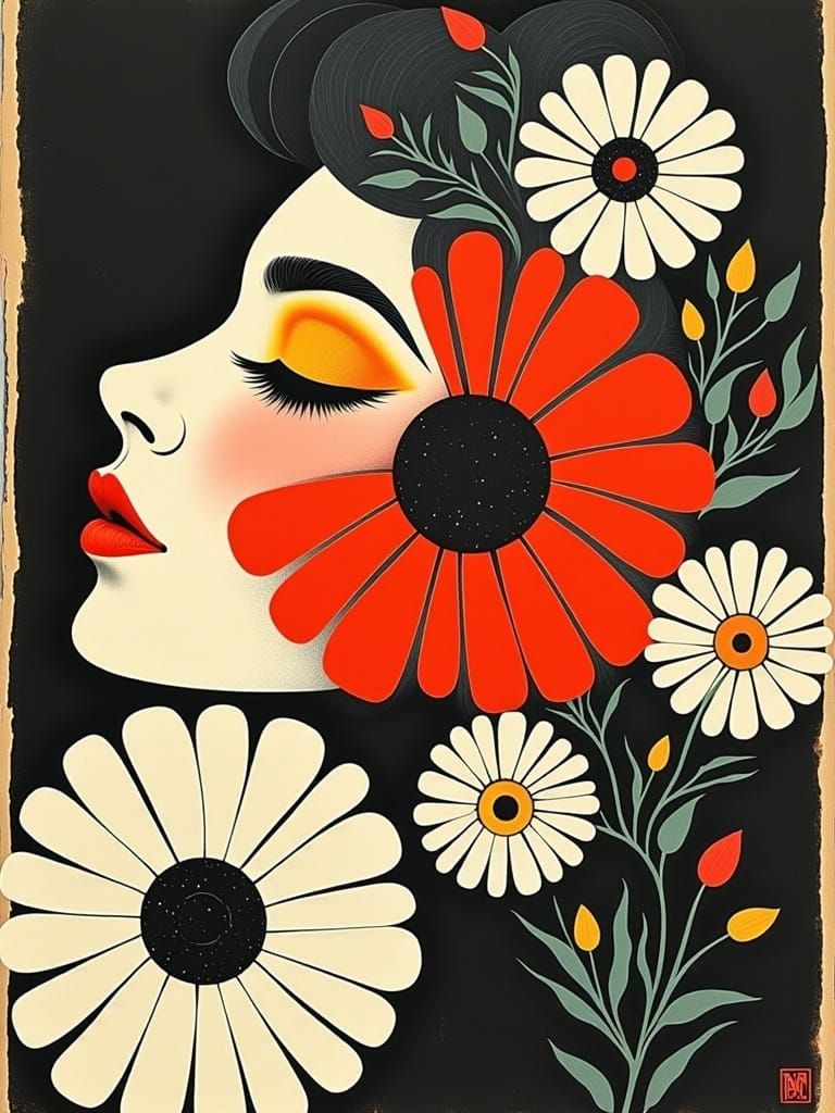 Dadaist Hand Collage with Flowers and Script