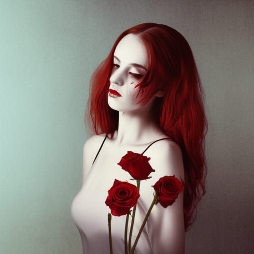 Eerie Gothic Horror: Sad Woman in Royal Setting