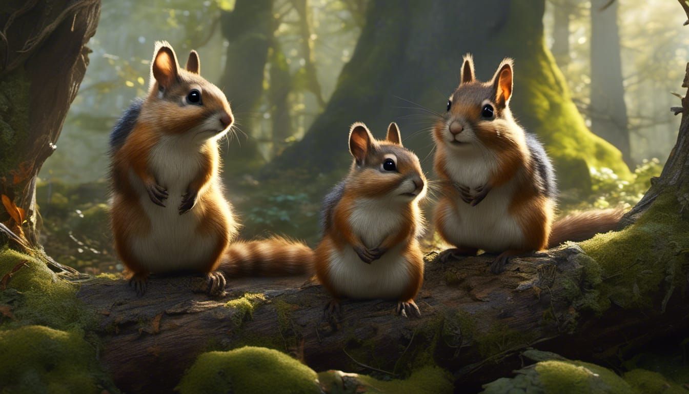 Cute Chipmunks Singing in Fantasycore Style