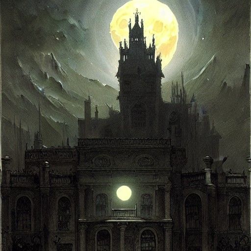 Sinister Mansion Under a Spooky Moon