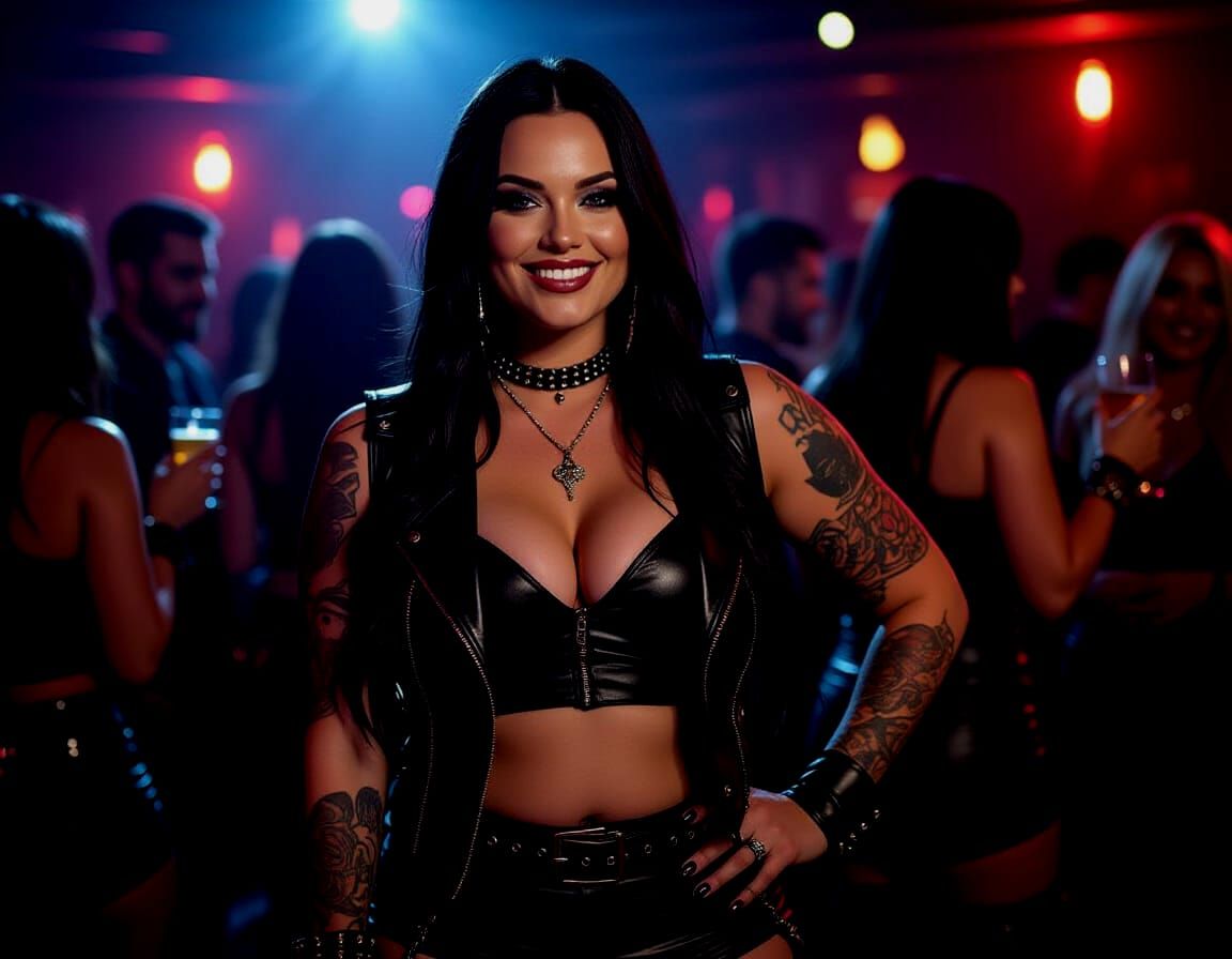 Plus Size Goth Woman Portrait at Club