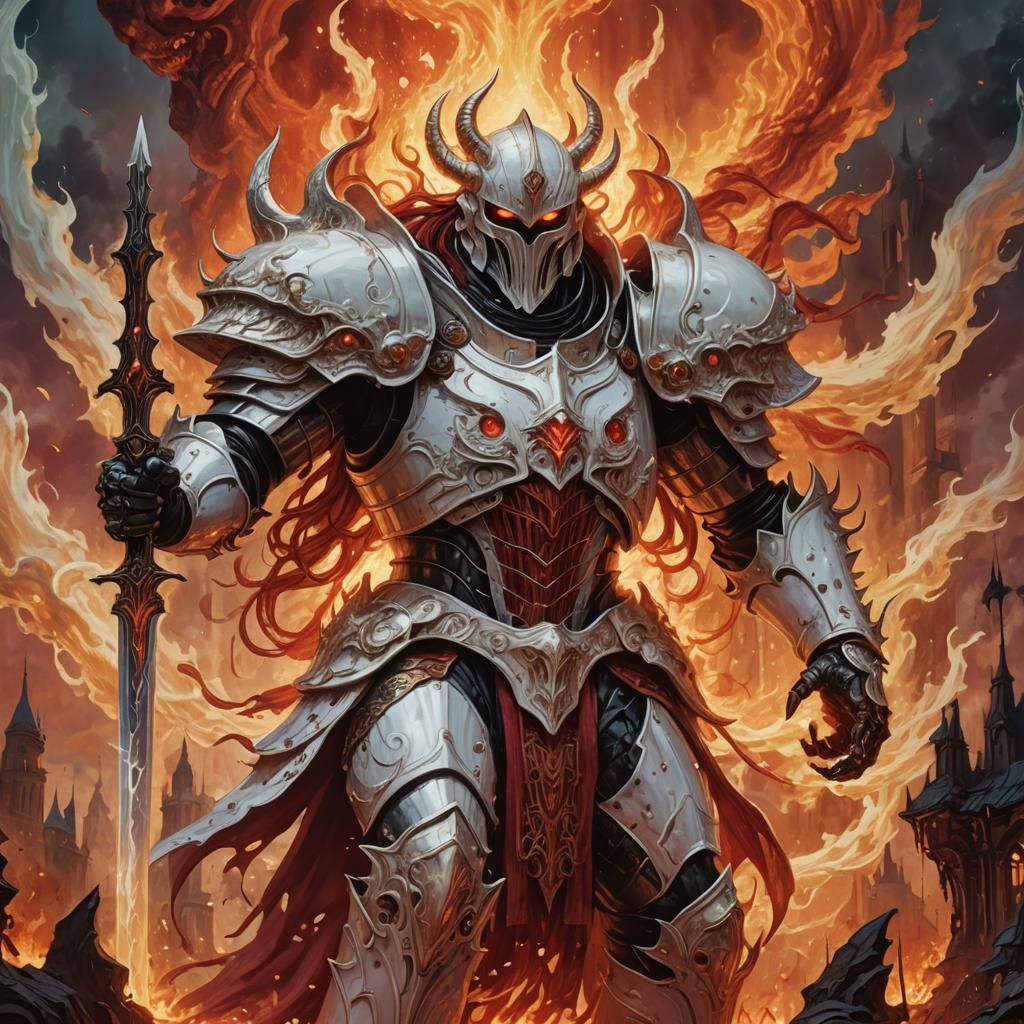 Paladin vs Demon in Fiery Concept Art