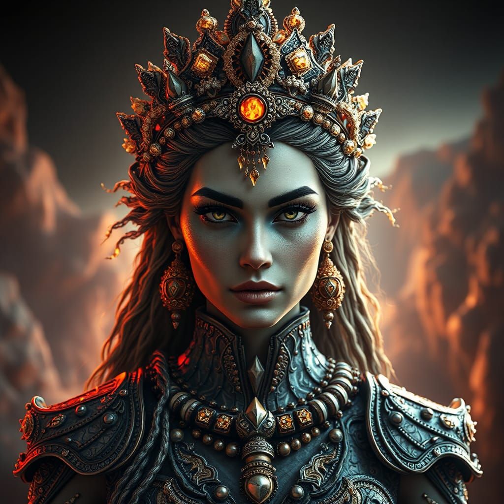 Iranian Earth Goddess Zam: Hyper-Realistic Portrait