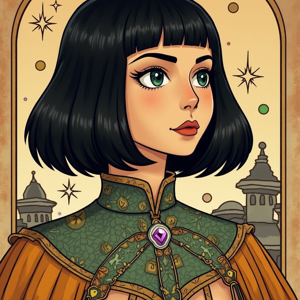 Enchantress of the Cosmos in Vibrant Cyberpunk Style