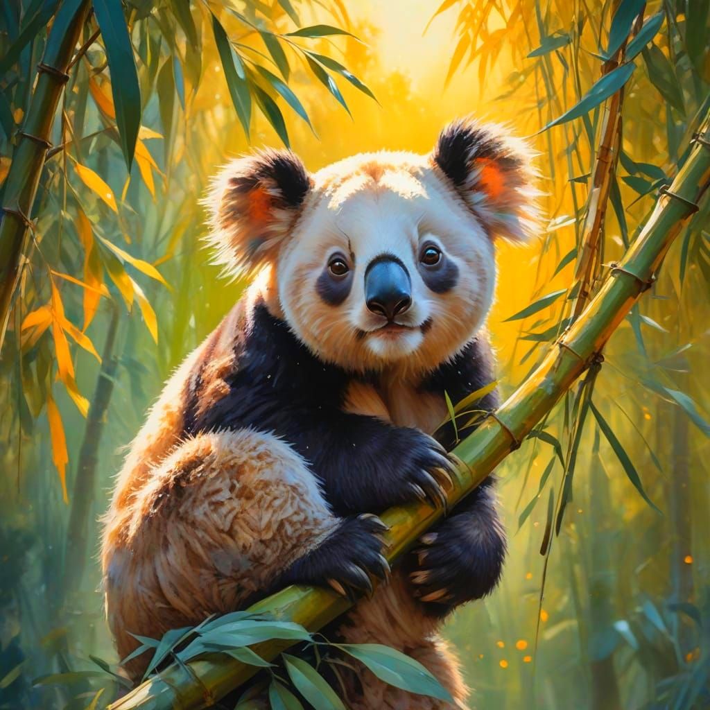 Ethereal Summer Bamboo Grove in Vibrant Watercolour Style