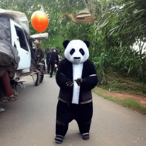 Humorous Panda Costume Adventure in Uganda