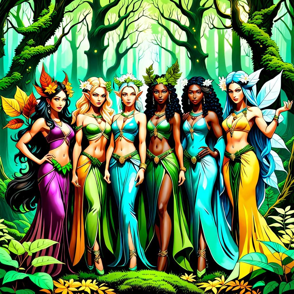 Four Seasons Dryads: Keepers of Nature's Power