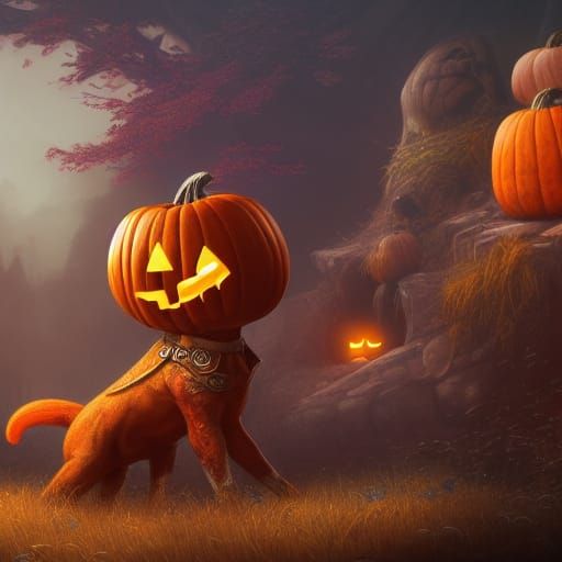 Fantastical Pumpkin Dog Concept Art