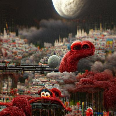 Detailed Matte Painting of Elmo