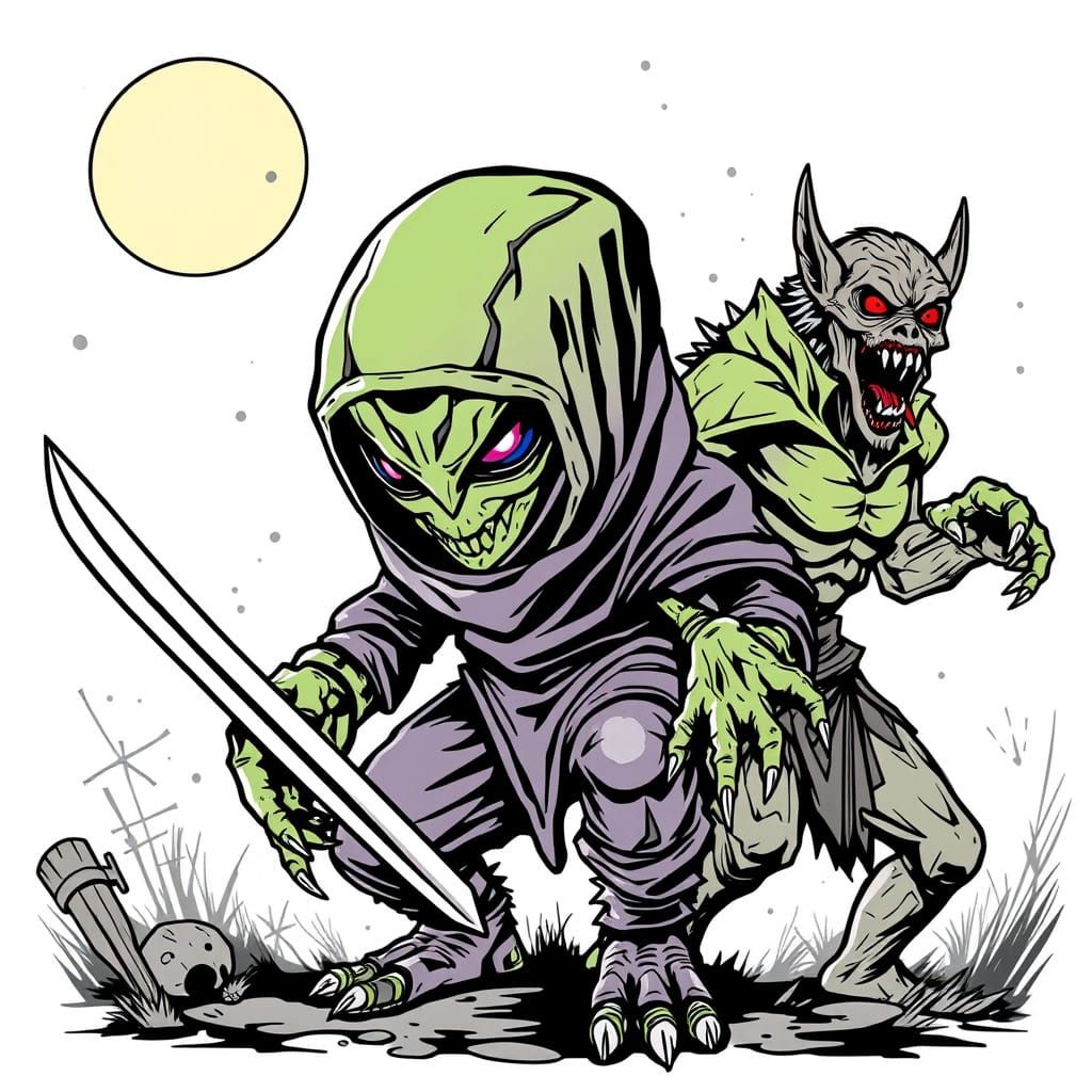 Alien Ninja Zombie Werewolf Hybrid Creature