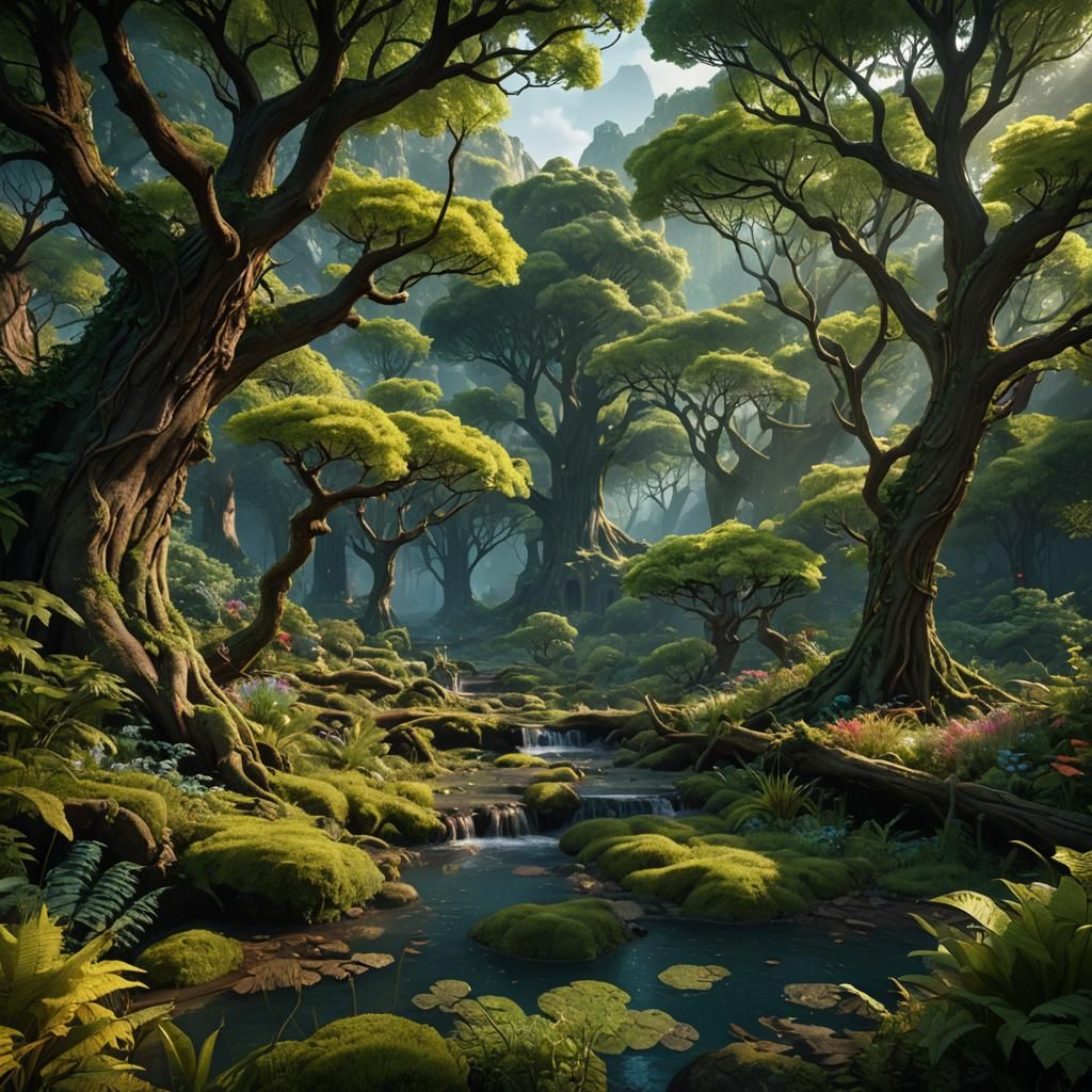 Fantastical Forest Matte Painting in Deep Color