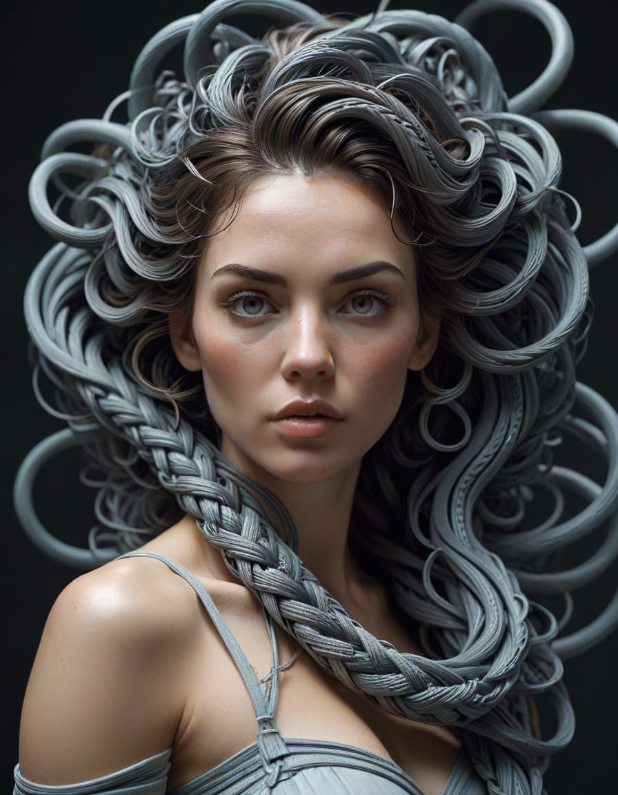 Abstract Feminine Figure Formed from Intertwined Pipes