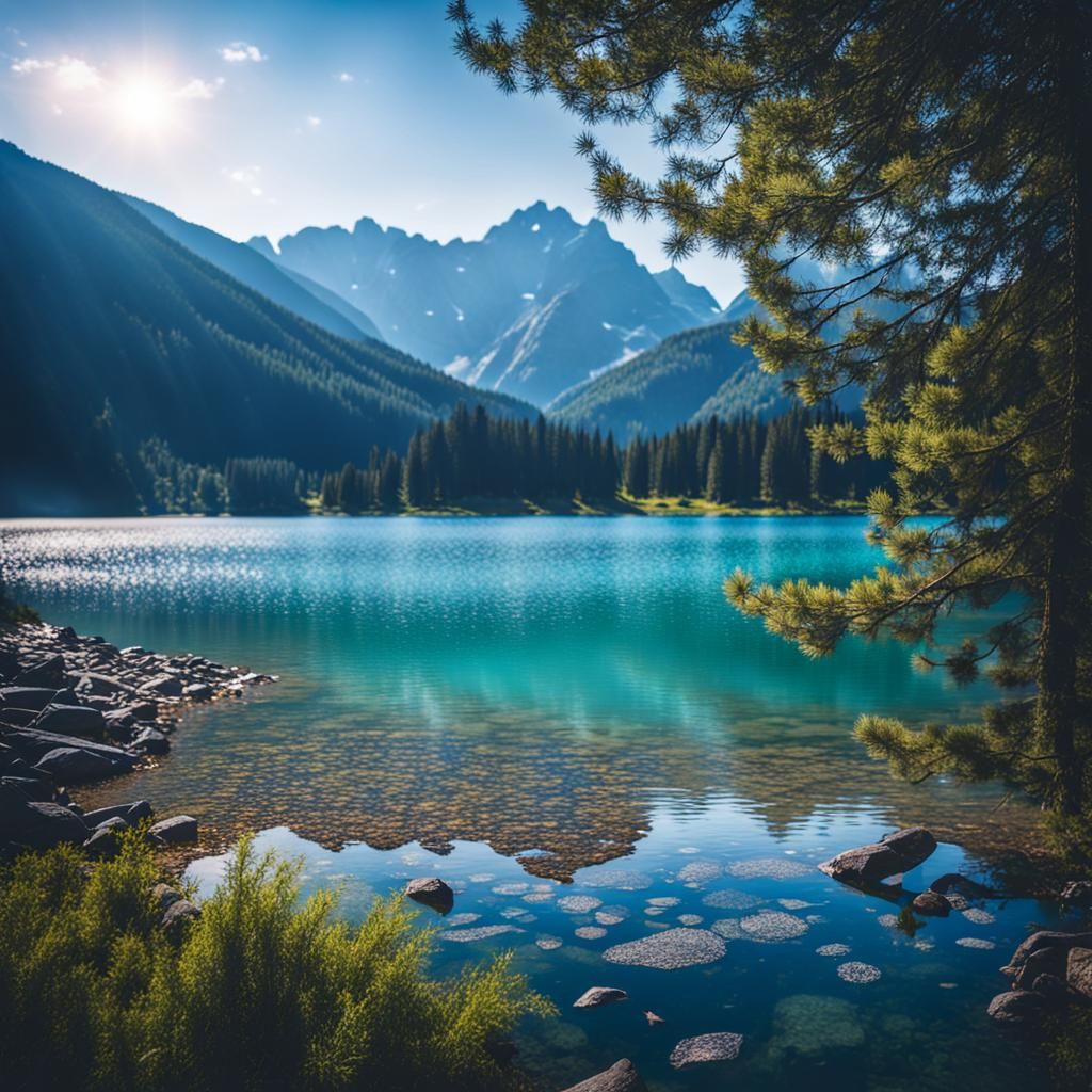 Blue Lake and Mountains: Professional Photography