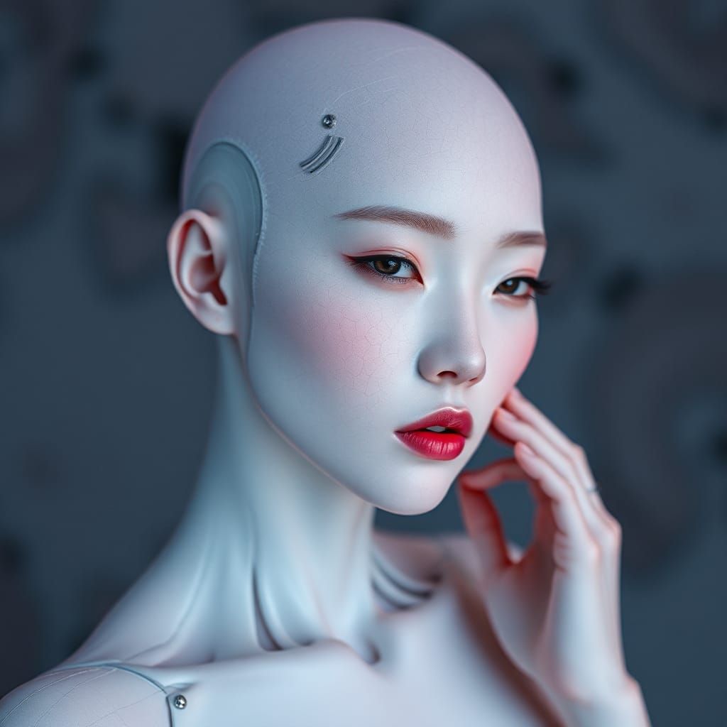 Albino Pink Woman with Textured Skin