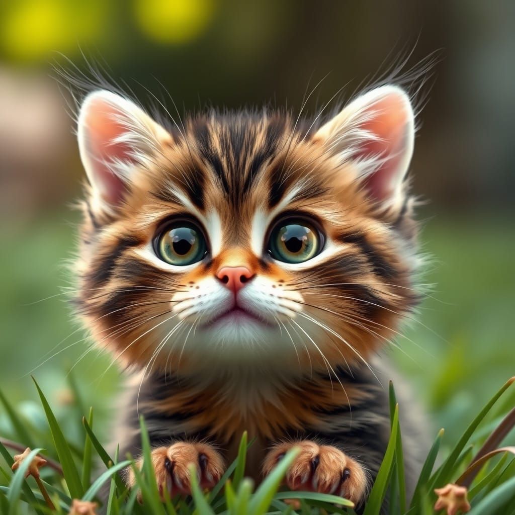 Whimsical Mother Cat and Kitten in a Playful Embrace